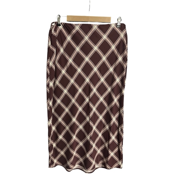 Torrid Tea Length Stretch Challis Pencil Skirt Aui Lait Plaid Sassafras Size 1X - Picture 2 of 4
